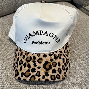 Champagne Problems Leopard Print Cap NWOT